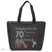 Stepping Into My 70th Birthday With God's Grace And Mercy Tote Bag thumb 0