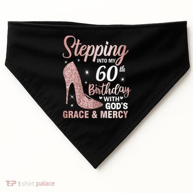 Stepping Into My 60th Birthday 60 Year Old Bday USA-Made Doggie Bandana