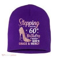 Stepping Into My 60th Birthday 60 Year Old Bday Short Acrylic Beanie thumb 0