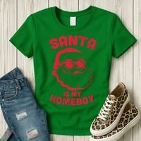 Santa Is My Homeboy Christmas Women's T-Shirt thumb 3