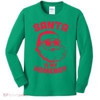 Santa Is My Homeboy Christmas Kids Long Sleeve Shirt thumb 0