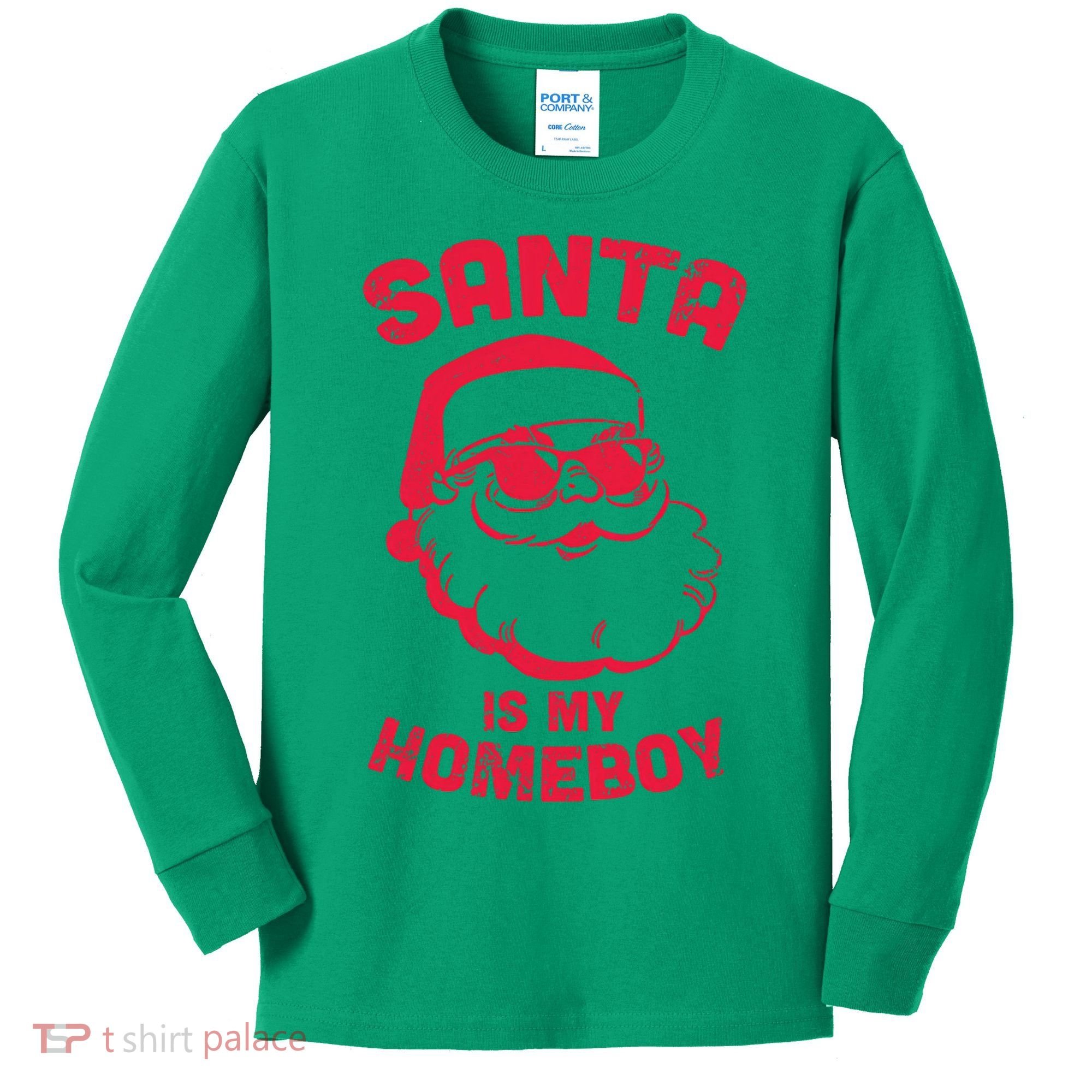 Santa Is My Homeboy Christmas Kids Long Sleeve Shirt