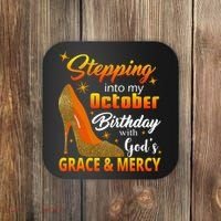Stepping Into My October Birthday With God's Grace And Mercy Coaster thumb 0