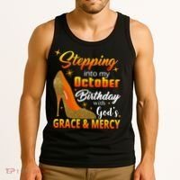 Stepping Into My October Birthday With God's Grace And Mercy Tank Top thumb 3
