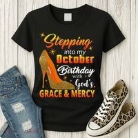 Stepping Into My October Birthday With God's Grace And Mercy Women's T-Shirt thumb 3