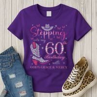 Stepping Into My 60th Birthday With God'S Grace And Mercy Women's T-Shirt thumb 3