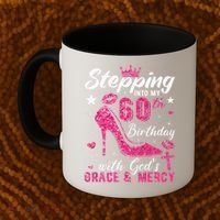 Stepping Into My 60th Birthday With Gods Grace And Mercy Coffee Mug thumb 2