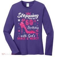 Stepping Into My 60th Birthday With Gods Grace And Mercy Women's Long Sleeve Shirt thumb 0