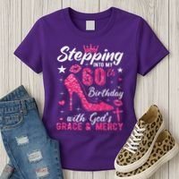 Stepping Into My 60th Birthday With Gods Grace And Mercy Women's T-Shirt thumb 3
