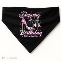 Stepping Into My 14th Birthday Like A Queen Happy Bday To Me USA-Made Doggie Bandana thumb 0