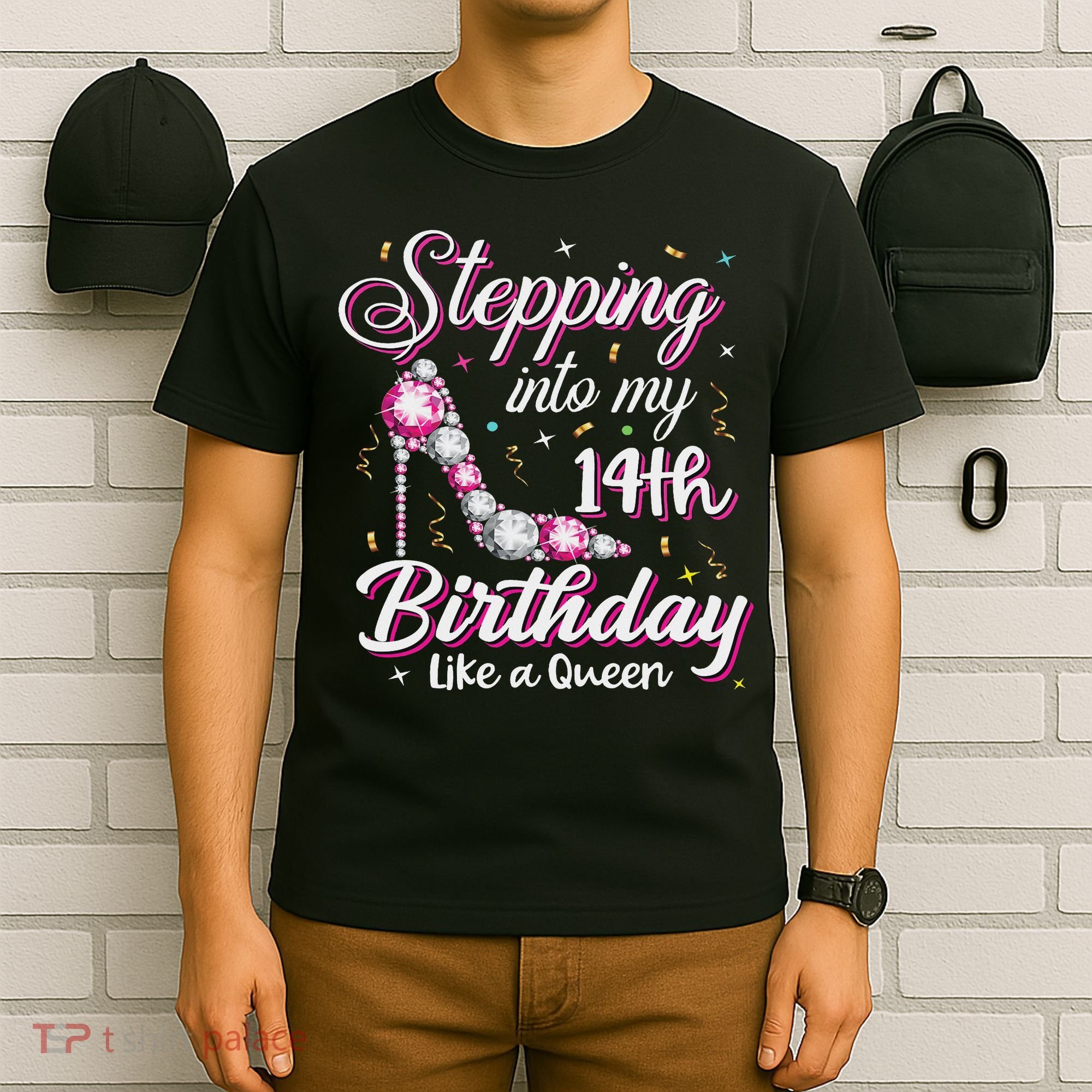 Stepping Into My 14th Birthday Like A Queen Happy Bday To Me T-Shirt