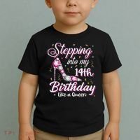 Stepping Into My 14th Birthday Like A Queen Happy Bday To Me Toddler T-Shirt thumb 2