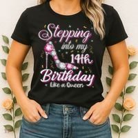 Stepping Into My 14th Birthday Like A Queen Happy Bday To Me Women's T-Shirt thumb 2
