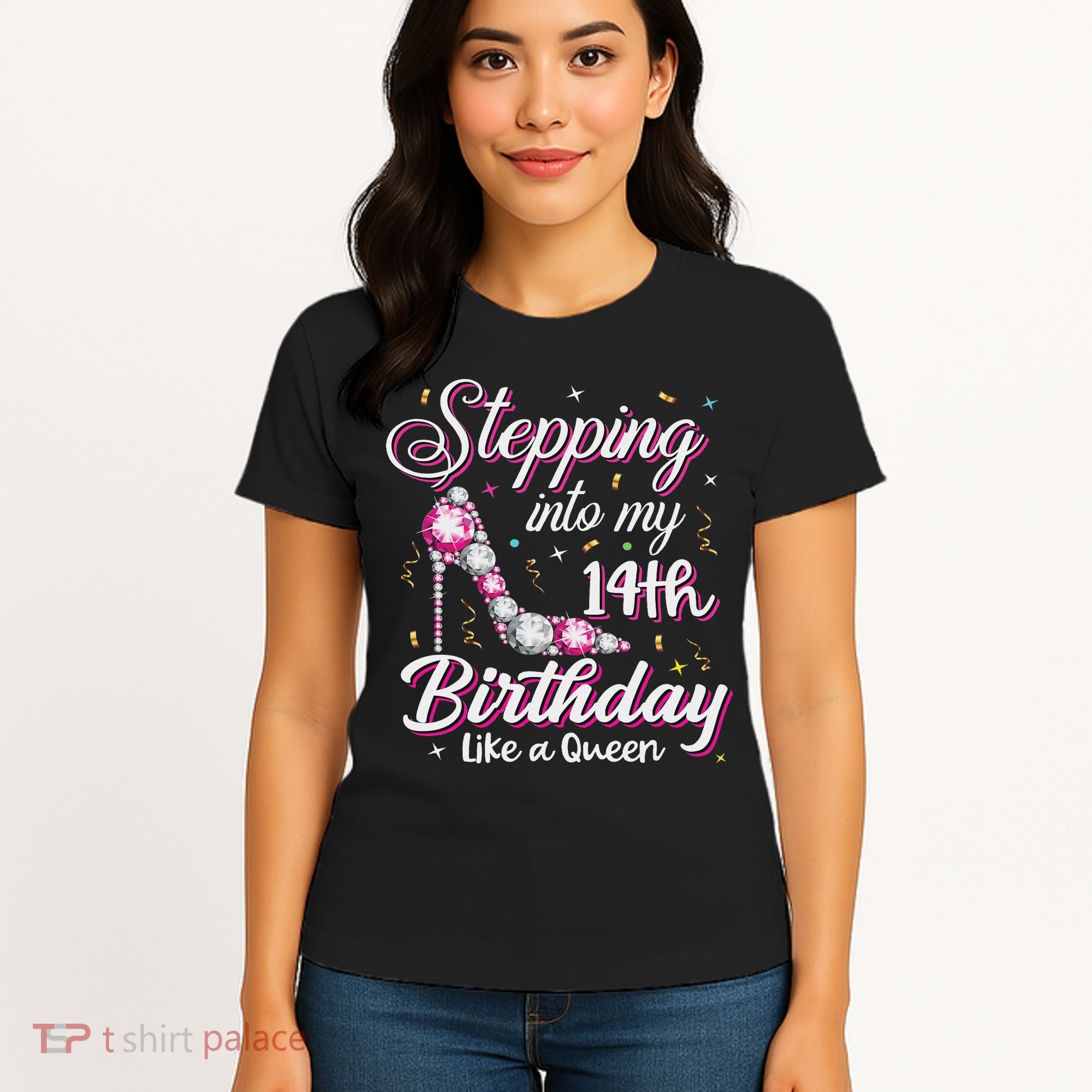 Stepping Into My 14th Birthday Like A Queen Happy Bday To Me Women's T-Shirt