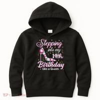 Stepping Into My 14th Birthday Like A Queen Happy Bday To Me Kids Hoodie thumb 0