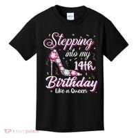 Stepping Into My 14th Birthday Like A Queen Happy Bday To Me Kids T-Shirt thumb 0