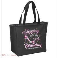 Stepping Into My 14th Birthday Like A Queen Happy Bday To Me Tote Bag thumb 2