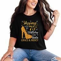 Stepping into my 75th birthday with God's grace & Mercy Tee Comfort Colors T-Shirt thumb 0