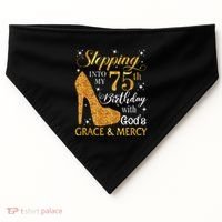Stepping into my 75th birthday with God's grace & Mercy Tee USA-Made Doggie Bandana thumb 0