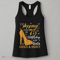 Stepping into my 75th birthday with God's grace & Mercy Tee Women's Tank Top thumb 3