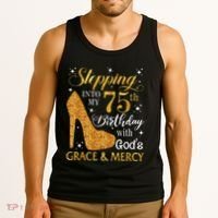 Stepping into my 75th birthday with God's grace & Mercy Tee Tank Top thumb 3