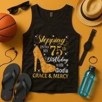 Stepping into my 75th birthday with God's grace & Mercy Tee Tank Top thumb 4