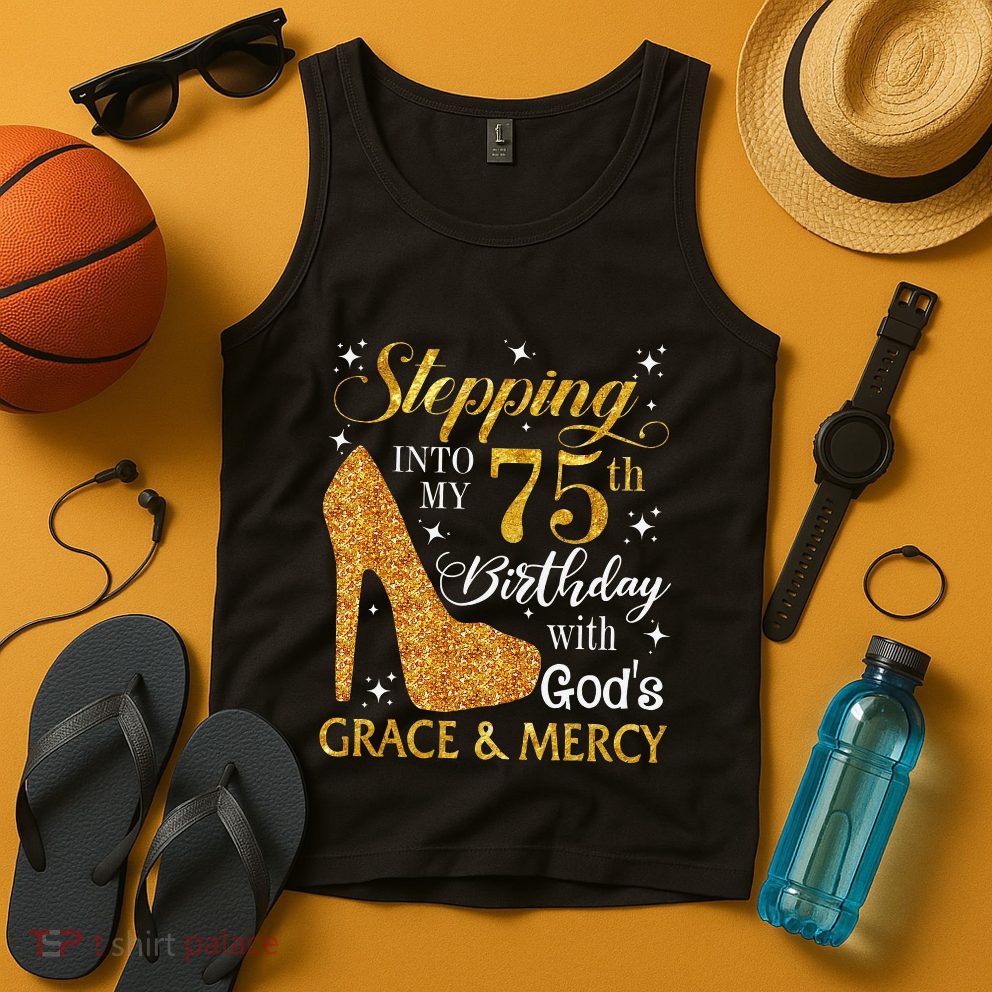 Stepping into my 75th birthday with God's grace & Mercy Tee Tank Top