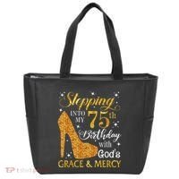 Stepping into my 75th birthday with God's grace & Mercy Tee Tote Bag thumb 0