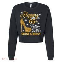 Stepping into my 65th birthday with God's grace & Mercy Cropped Pullover Crew thumb 0