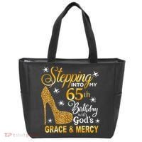Stepping into my 65th birthday with God's grace & Mercy Tote Bag thumb 0
