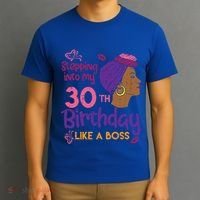 Stepping Into My 30th Birthday Melanin Black Gift T-Shirt thumb 3