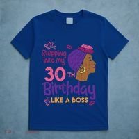 Stepping Into My 30th Birthday Melanin Black Gift T-Shirt thumb 5