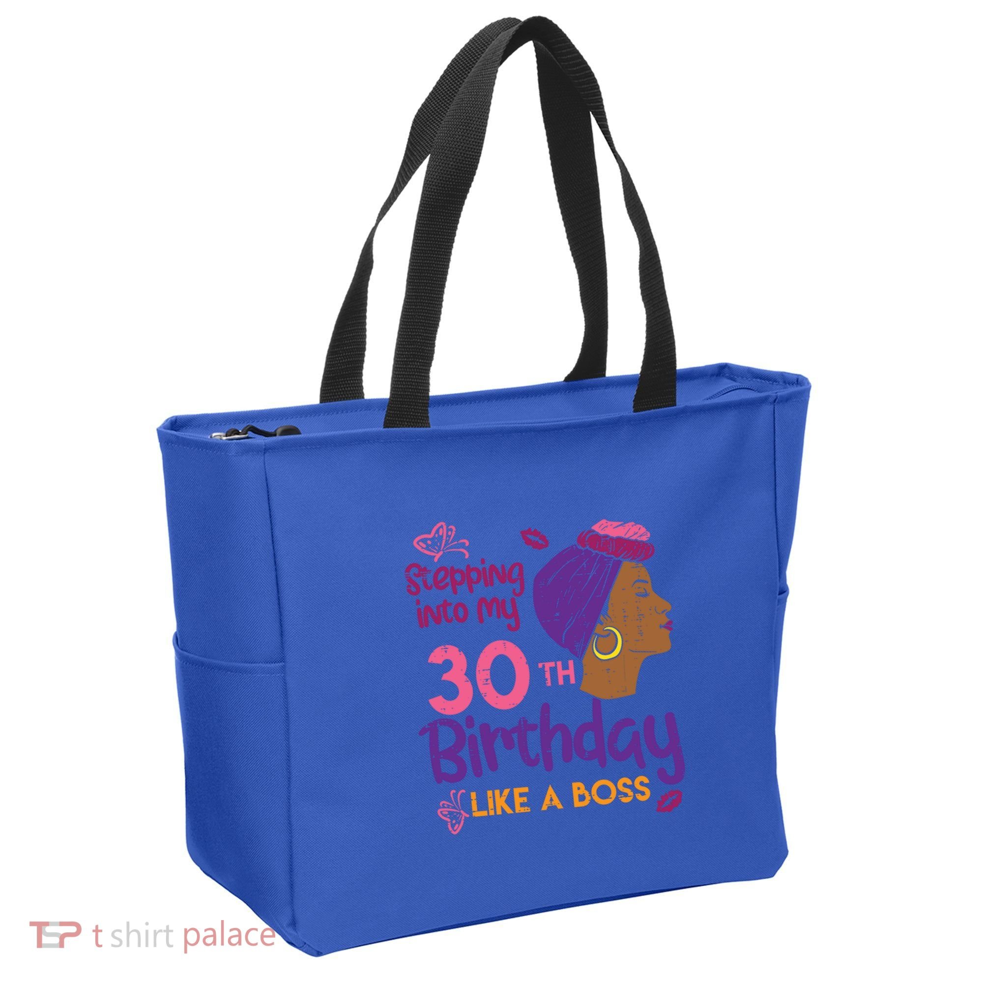 Stepping Into My 30th Birthday Melanin Black Gift Tote Bag