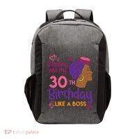 Stepping Into My 30th Birthday Melanin Black Gift Vector Backpack thumb 0