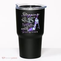 Stepping into my 45th birthday with God's grace & Mercy Tumbler thumb 0