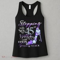 Stepping into my 45th birthday with God's grace & Mercy Women's Tank Top thumb 3