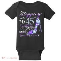 Stepping into my 45th birthday with God's grace & Mercy Baby Bodysuit thumb 0