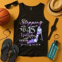 Stepping into my 45th birthday with God's grace & Mercy Tank Top thumb 4