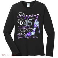 Stepping into my 45th birthday with God's grace & Mercy Women's Long Sleeve Shirt thumb 0
