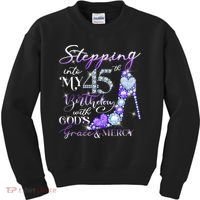 Stepping into my 45th birthday with God's grace & Mercy Kids Sweatshirt thumb 0