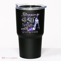 Stepping into my 50th birthday with God's grace & Mercy Tumbler thumb 0
