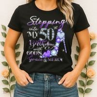 Stepping into my 50th birthday with God's grace & Mercy Women's T-Shirt thumb 2