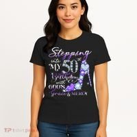 Stepping into my 50th birthday with God's grace & Mercy Women's T-Shirt thumb 4