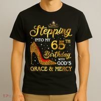 Stepping Into My 65th Birthday Gift Girl Wo 65 Year Old T-Shirt thumb 3
