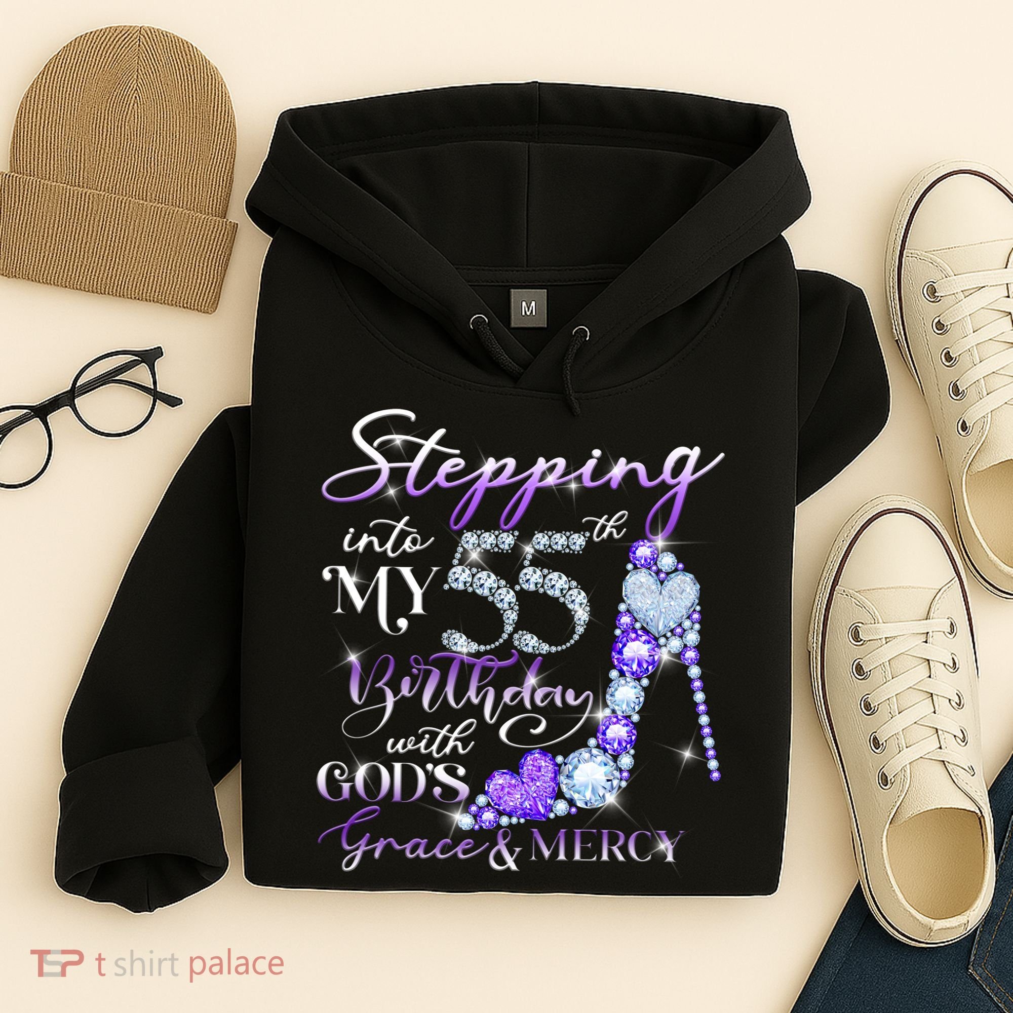 Stepping into my 55th birthday with God's grace & Mercy Hoodie
