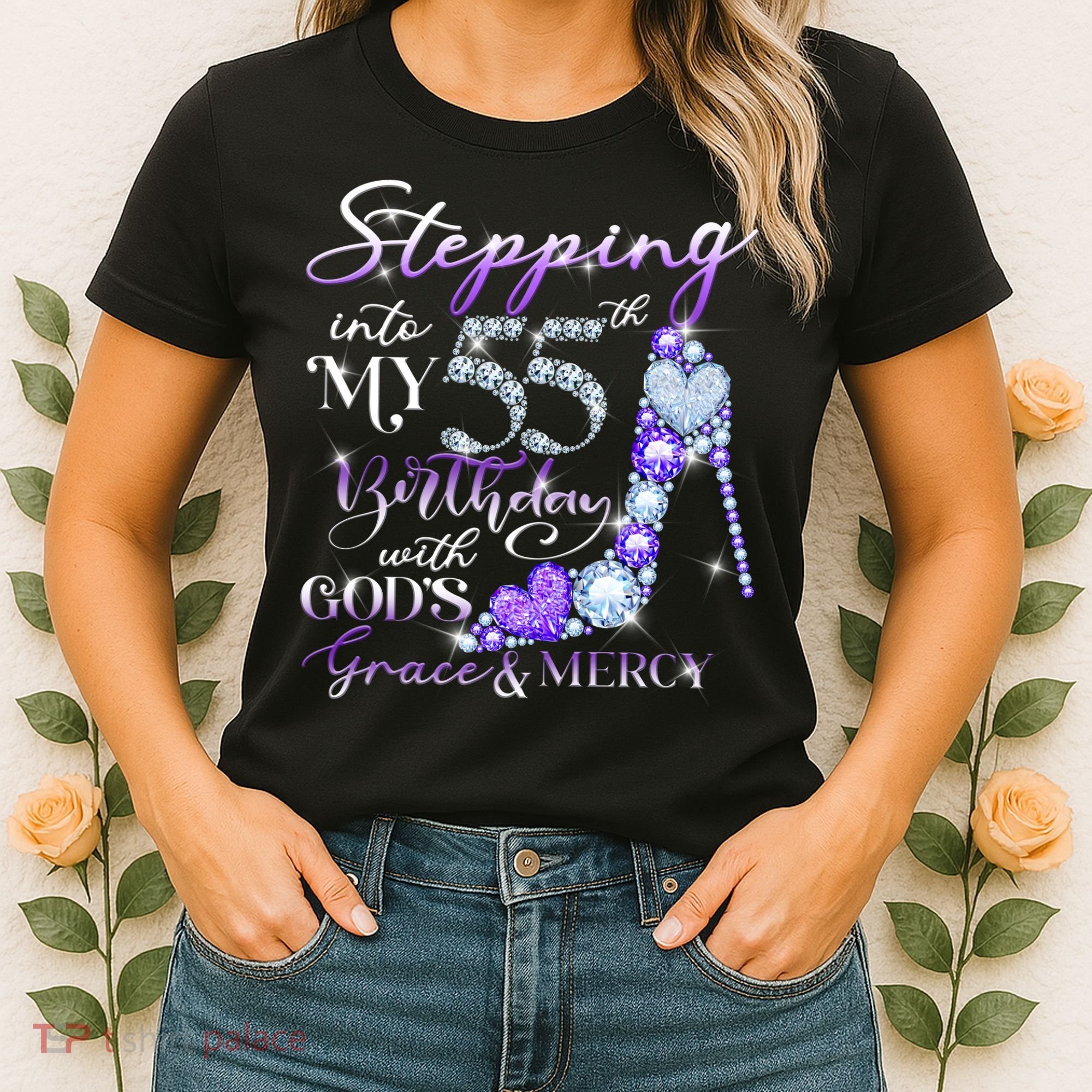 Stepping into my 55th birthday with God's grace & Mercy Women's T-Shirt