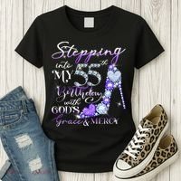 Stepping into my 55th birthday with God's grace & Mercy Women's T-Shirt thumb 3
