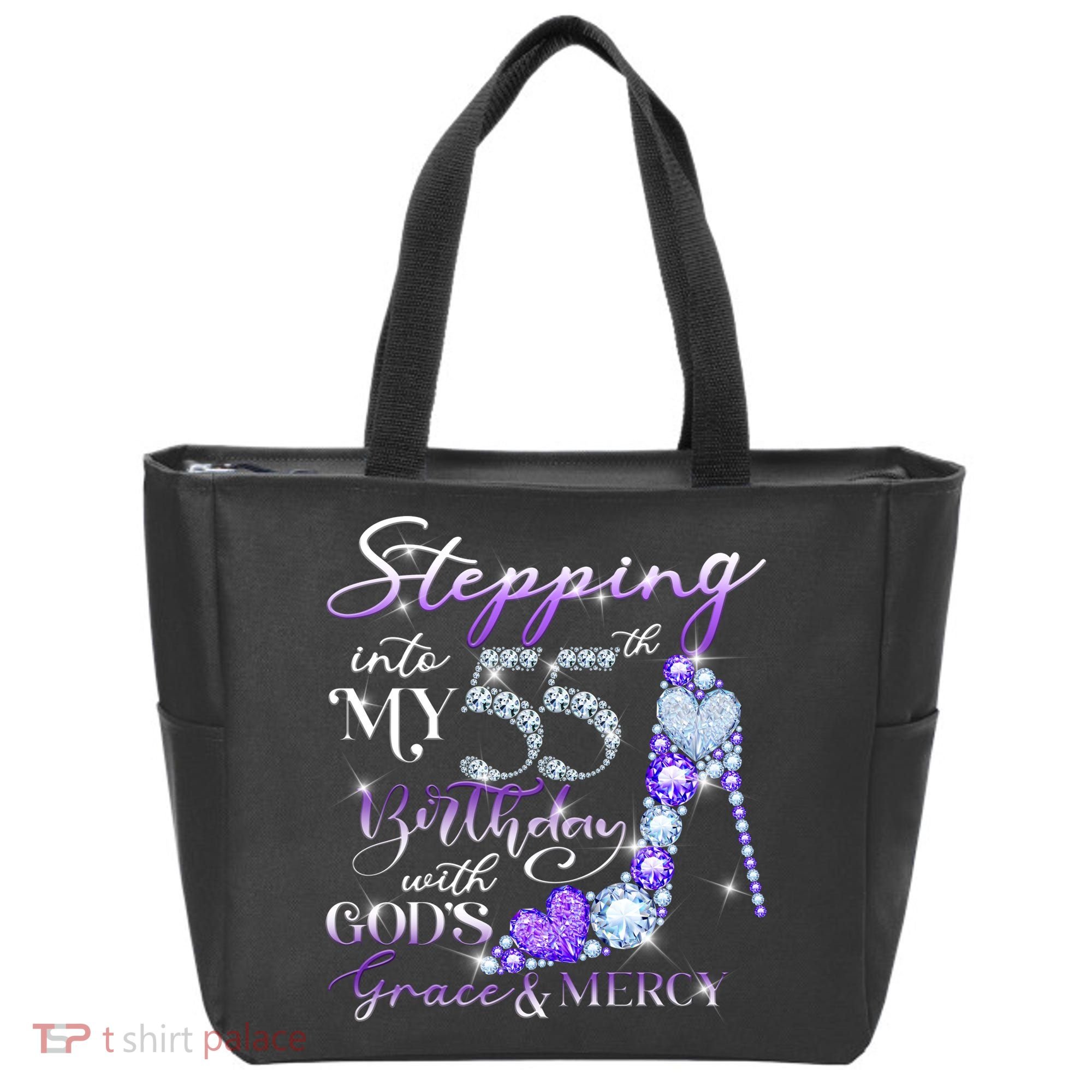 Stepping into my 55th birthday with God's grace & Mercy Tote Bag