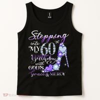 Stepping into my 60th birthday with God's grace & Mercy Tank Top thumb 2