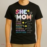She Is Mom Christian Jesus Mother'S Day Flower Blessed Mom T-Shirt thumb 3
